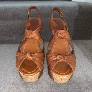 Miu Miu wedge leather and cork sandals